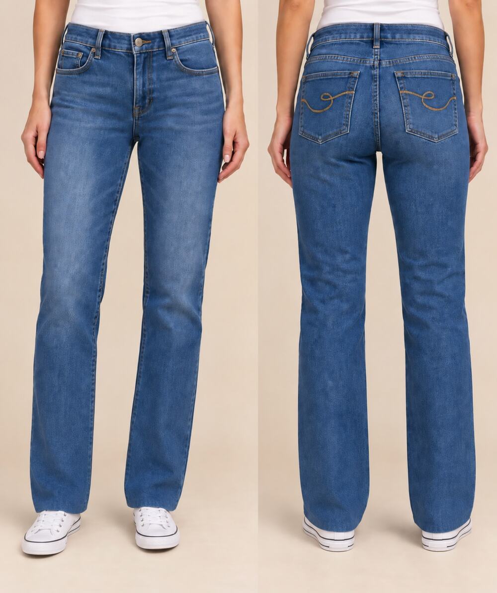 Additions by Chico's Straight Leg Jeans 1.5 Stretch Embroidered 27" Inseam